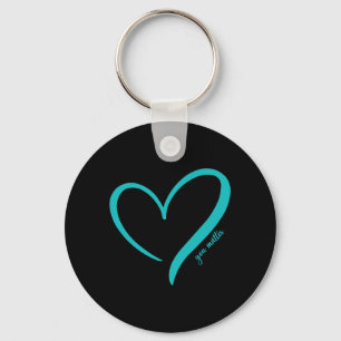 You Suicide Prevention Awareness Teal Purple Heart Keychain