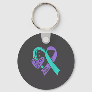 You Suicide Prevention Awareness Teal Purple Heart Keychain