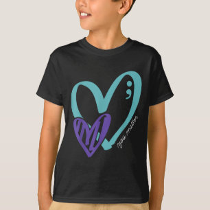 You Suicide Prevention Awareness Teal Purple Heart T-Shirt