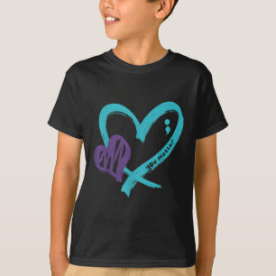 You Suicide Prevention Awareness Teal Purple Heart T-Shirt