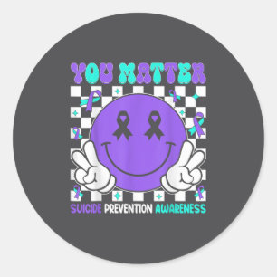 You Suicide Prevention Awareness Teal Purple Ribbo Classic Round Sticker