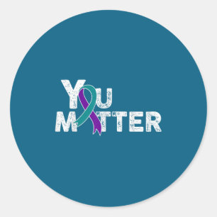 You Suicide Prevention Month Teal Purple Ribbon Gi Classic Round Sticker
