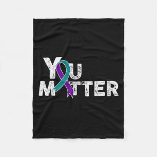 You Suicide Prevention Month Teal Purple Ribbon Gi Fleece Blanket