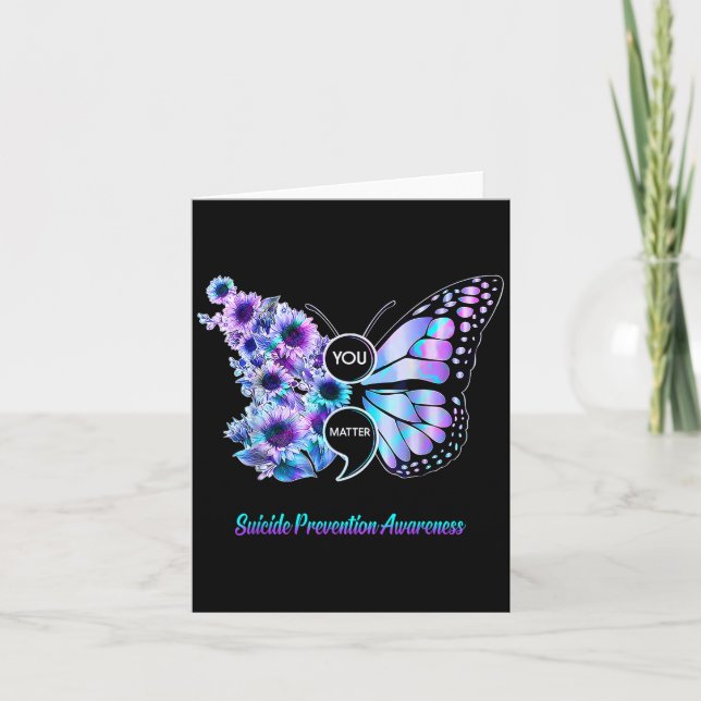 You Suicide Prevention Semicolon Butterfly  Card (Front)