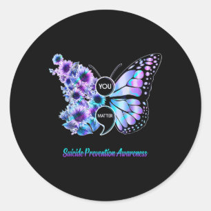 You Suicide Prevention Semicolon Butterfly Classic Round Sticker
