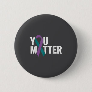 You - Suicide Prevention Teal Purple Awareness Rib 2 Inch Round Button