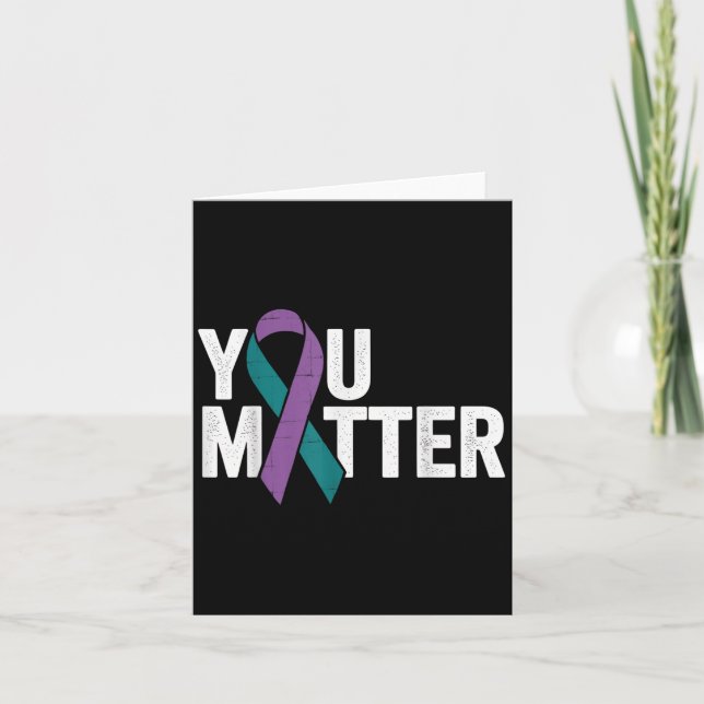 You - Suicide Prevention Teal Purple Awareness Rib Card (Front)