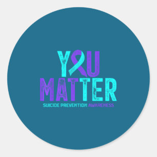You - Suicide Prevention Teal Purple Awareness Rib Classic Round Sticker