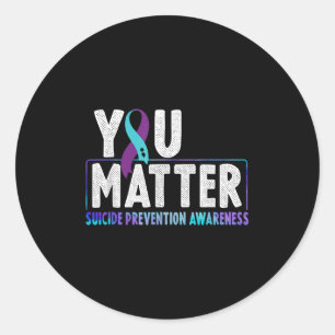 You - Suicide Prevention Teal Purple Awareness Rib Classic Round Sticker