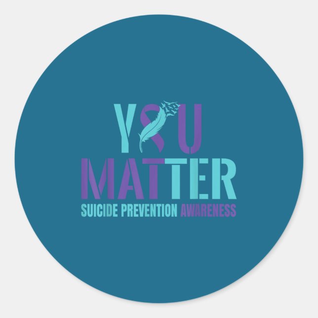 You - Suicide Prevention Teal Purple Awareness Rib Classic Round Sticker (Front)
