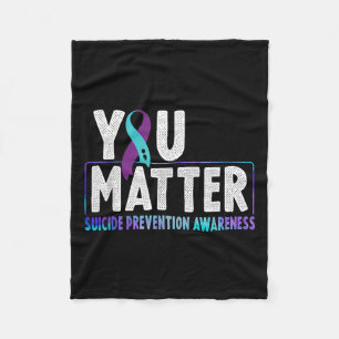You - Suicide Prevention Teal Purple Awareness Rib Fleece Blanket