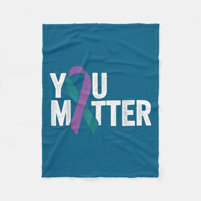 You - Suicide Prevention Teal Purple Awareness Rib Fleece Blanket (Front)