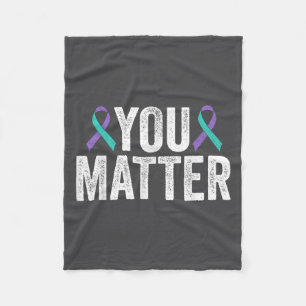 You - Suicide Prevention Teal Purple Awareness Rib Fleece Blanket