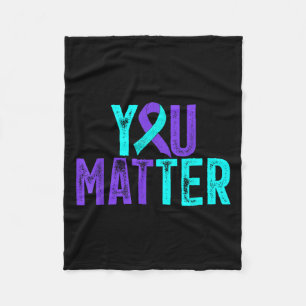 You - Suicide Prevention Teal Purple Awareness Rib Fleece Blanket