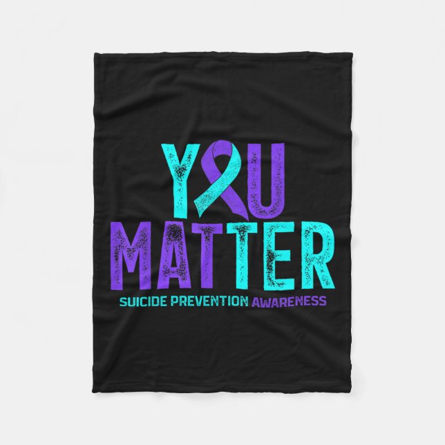 You - Suicide Prevention Teal Purple Awareness Rib Fleece Blanket (Front)