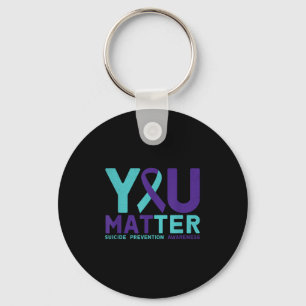 You - Suicide Prevention Teal Purple Awareness Rib Keychain