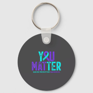 You - Suicide Prevention Teal Purple Awareness Rib Keychain