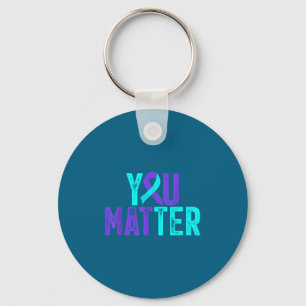 You - Suicide Prevention Teal Purple Awareness Rib Keychain
