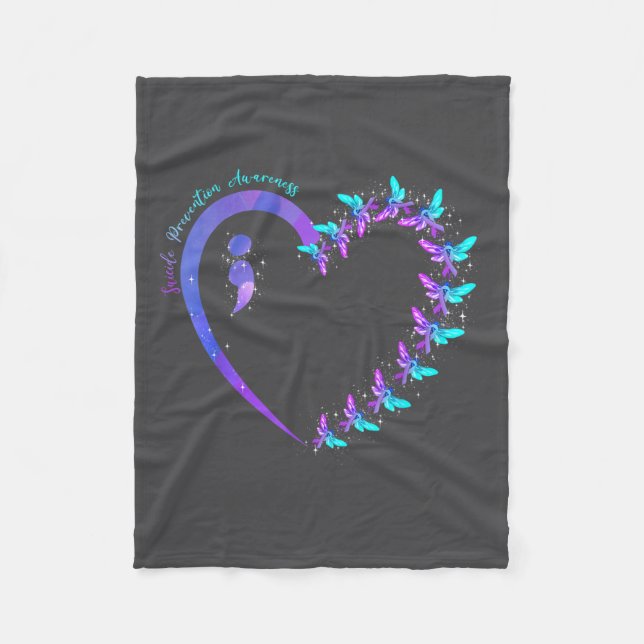 You Suicide Prevention Teal Purple Awareness Ribbo Fleece Blanket (Front)