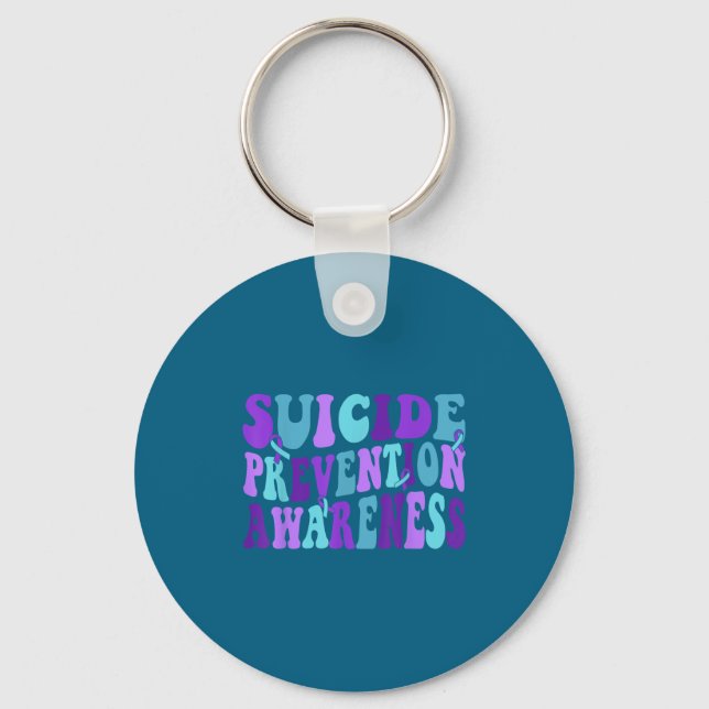 You Suicide Prevention Teal Purple Awareness Ribbo Keychain (Front)