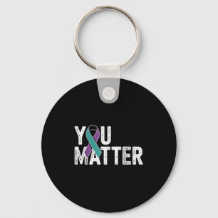 You Suicide Prevention Teal Purple Awareness Ribbo Keychain