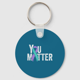 You Suicide Prevention Teal Purple Awareness Ribbo Keychain