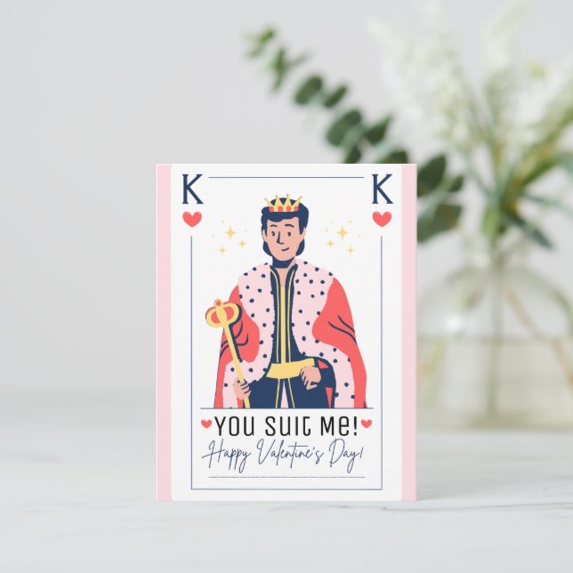 You Suit Me King of Hearts Valentine Card (Standing Front)