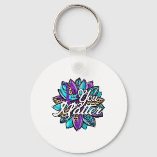You Sunflower Semicolon Leopard Suicide Prevention Keychain
