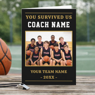 You Survived Us Coach Funny Basketball Photo Thank You Card