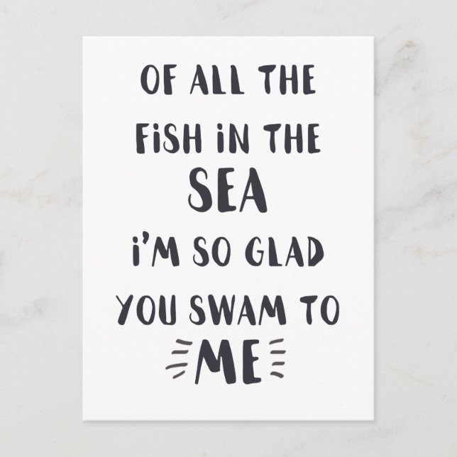 You swam to me - Black & White Quote postcard (Front)
