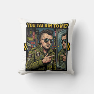 You Talkin To Me - 70s Neo Noir NYC Taxi Caricatur Throw Pillow