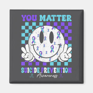 You Teal Purple Ribbon Suicide Prevention Awarenes Magnet