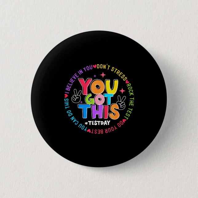You Test Day Rock Test Teacher 2 Inch Round Button (Front)