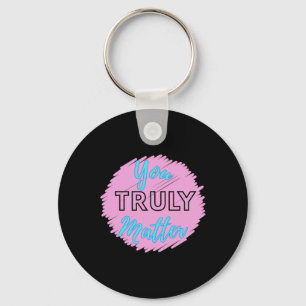 You Truly – Bright Heart Pink And Blue Design Stic Keychain