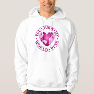 YOU TURN MY WORLD PINK Romantic Earth Heart Design Hoodie