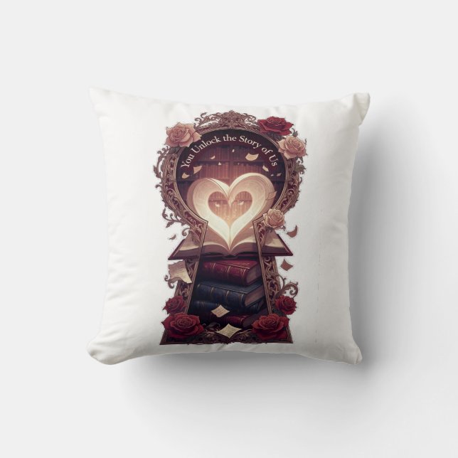 You Unlock the Story of Us Library Gifts T-Shirt Throw Pillow (Front)