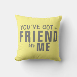 You˙ve got a Friend Typography Yellow Friendship Throw Pillow