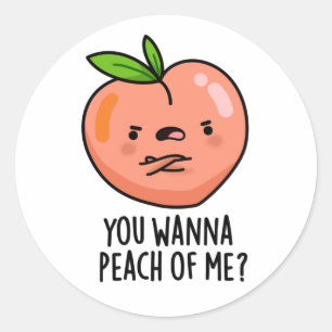 You Wanna Peach Of Me Funny Fruit Pun Classic Round Sticker