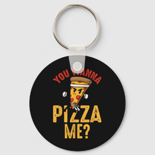 You Wanna Pizza Me Funny Ninja Karate Kawaii Pizza Keychain