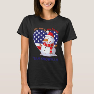 You Warm My Heart Team Snowman Heart Shaped US Fla T-Shirt