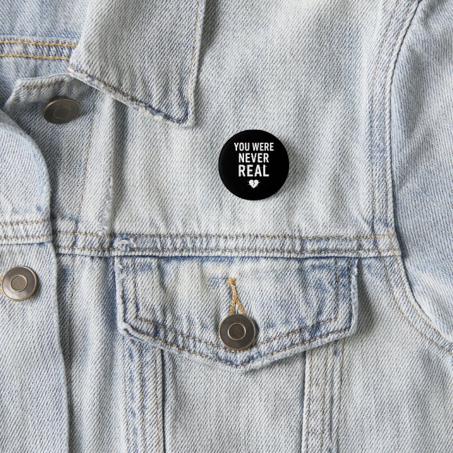 You Were Never Real – Glitched Broken Heart Design 1 Inch Round Button (In Situ)