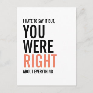 You Were Right Mom Mother's Day Postcard
