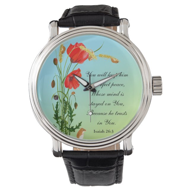 You will keep him in perfect peace Bible Verse Squ Watch (Front)