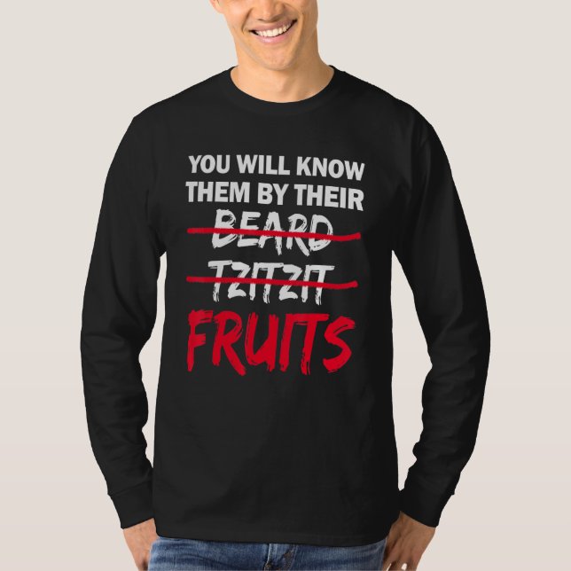 You Will Know Them By Their Beard Tzitzit Fruits T-Shirt (Front)