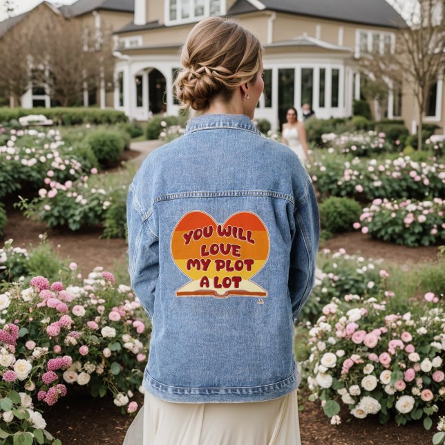  You Will Love My Plot A Lot Author Logo Denim Jacket (Wedding Back)