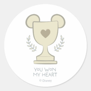 You Won My Heart Mickey Mouse Trophy Graphic Classic Round Sticker