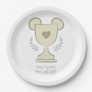 You Won My Heart Mickey Mouse Trophy Graphic Paper Plate