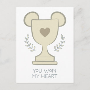 You Won My Heart Mickey Mouse Trophy Graphic Postcard