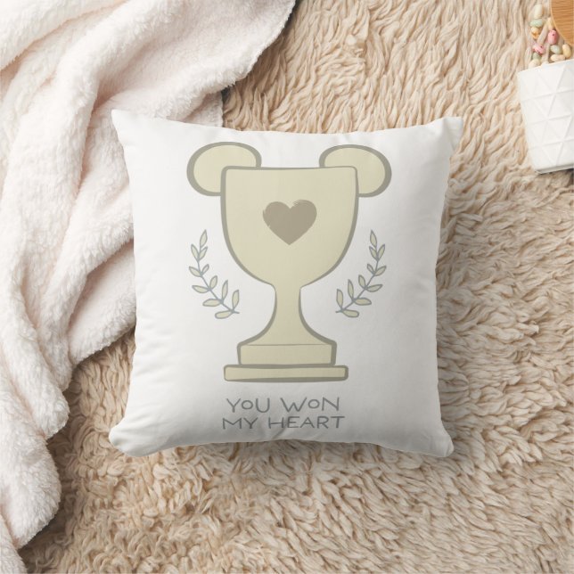 You Won My Heart Mickey Mouse Trophy Graphic Throw Pillow (Blanket)
