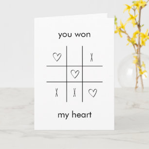 You won my heart Tic-tac-toe fun Valentine's Day Card